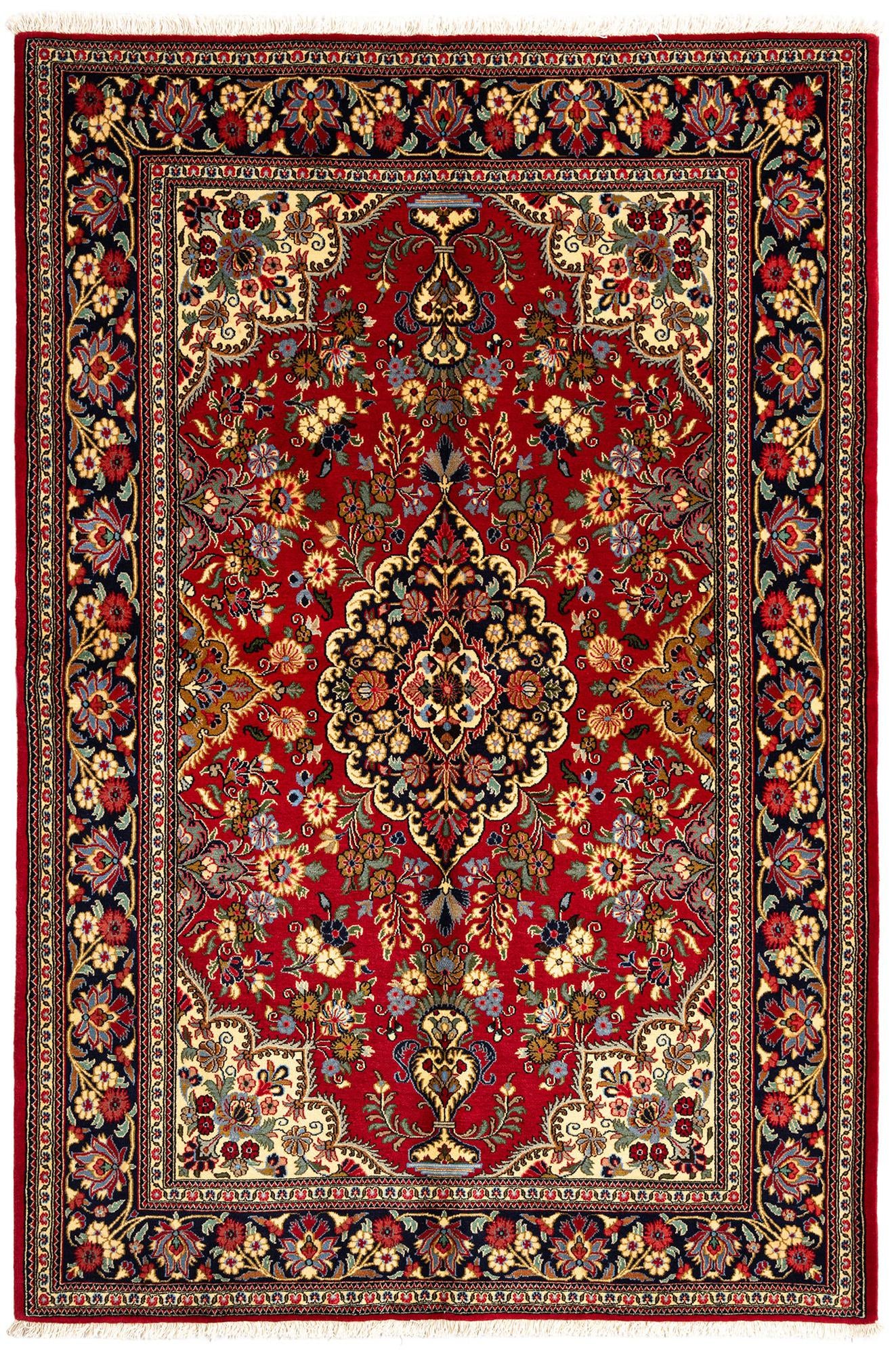 4' 9 x 7' Hand Knotted Qom Persian Rug