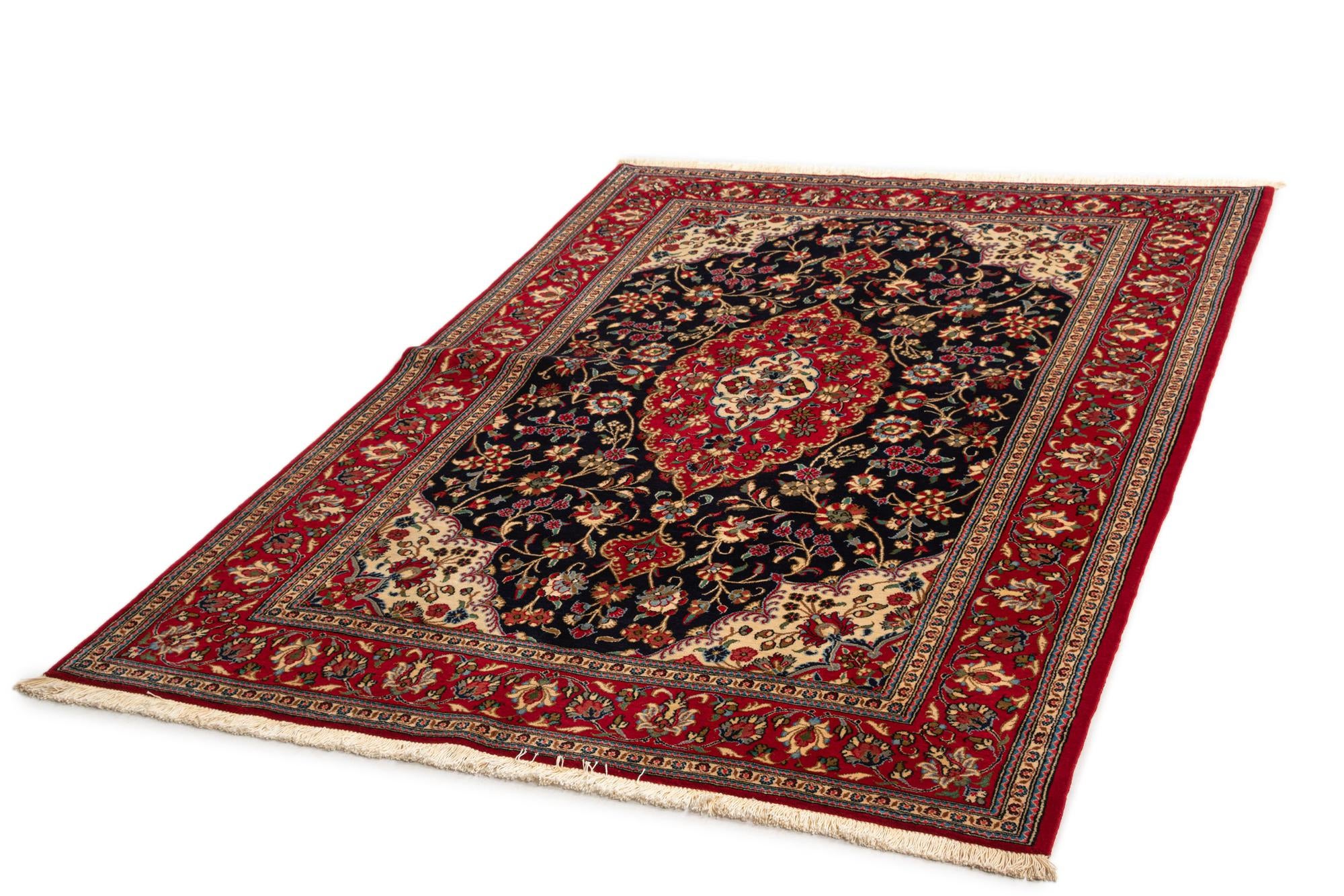 4' 9 x 6' 11 Hand Knotted Qom Persian Rug