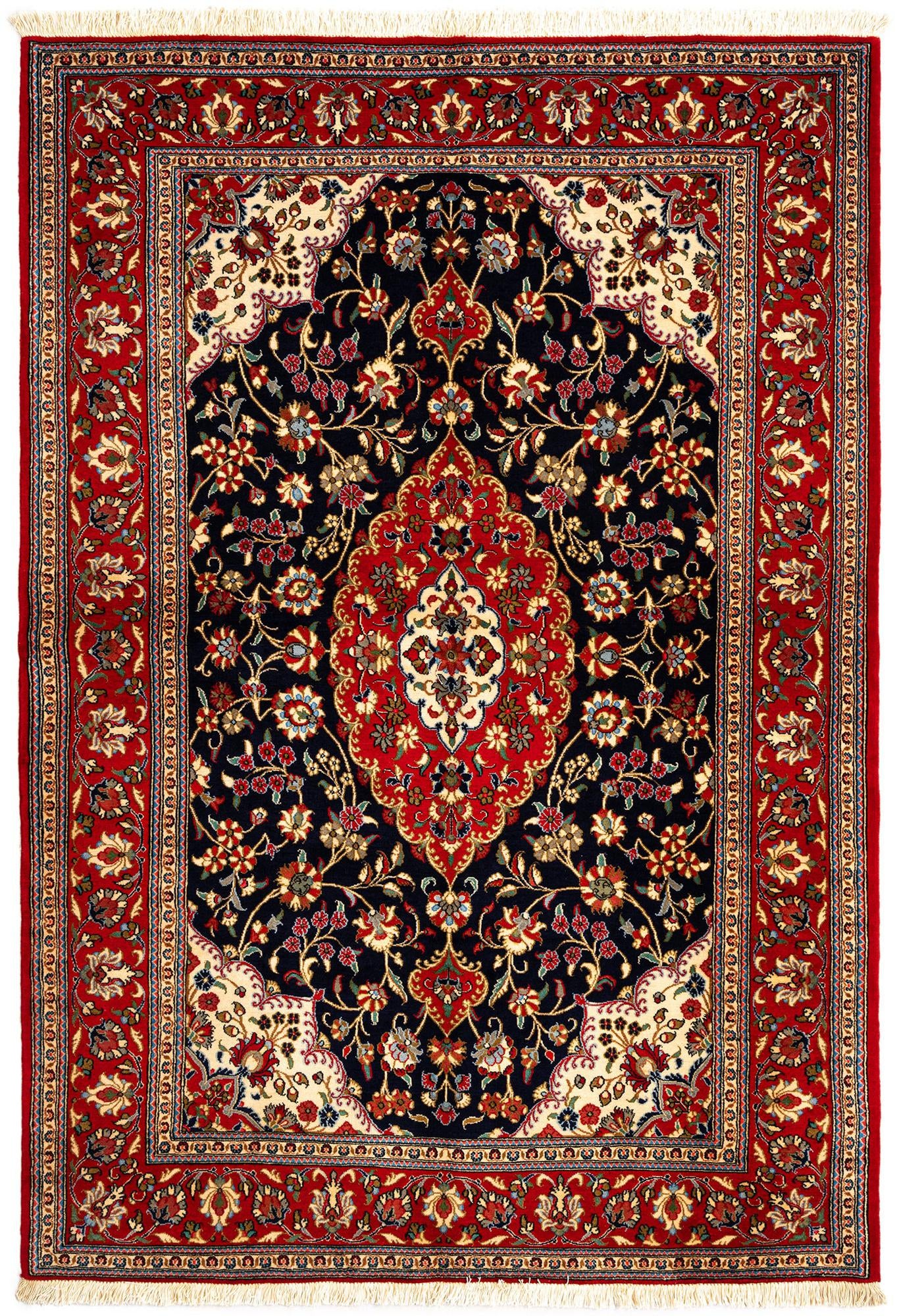4' 9 x 6' 11 Hand Knotted Qom Persian Rug