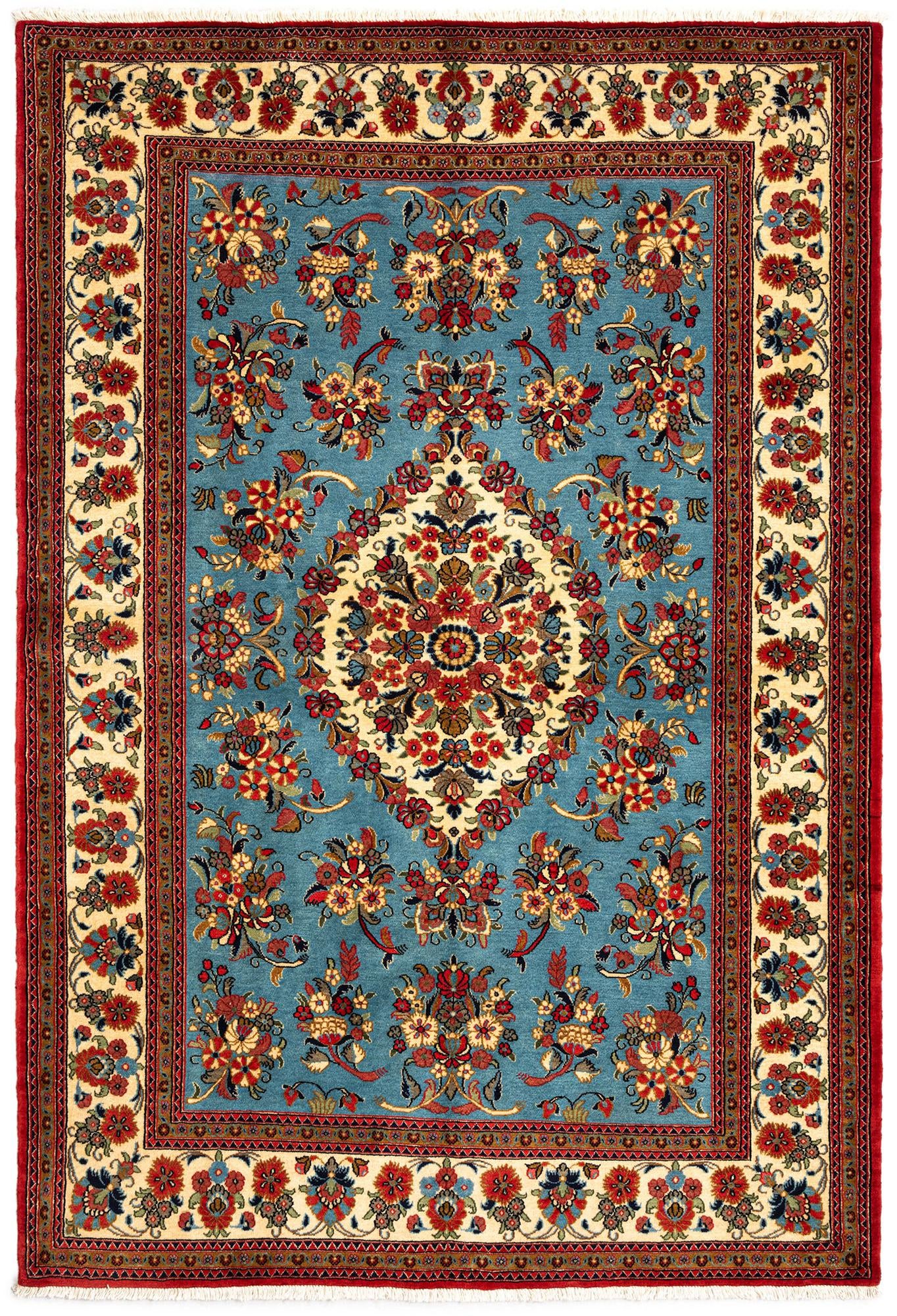 4' 9 x 7' Hand Knotted Qom Persian Rug