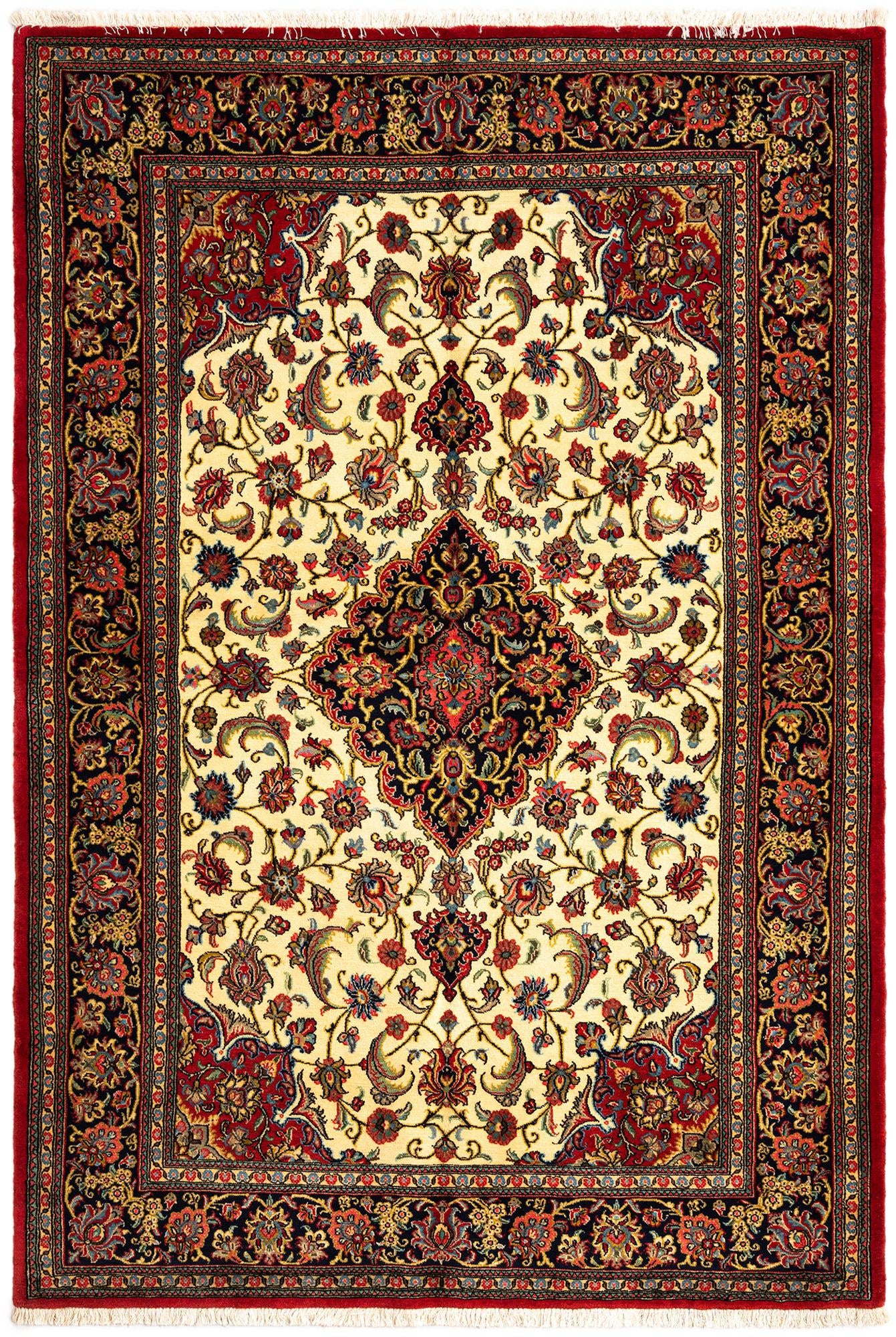 4' 8 x 6' 10 Hand Knotted Qom Persian Rug