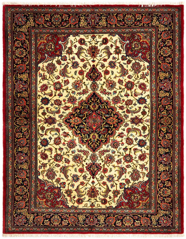 Detail image of 4' 8 x 6' 10 Hand Knotted Qom Persian Rug