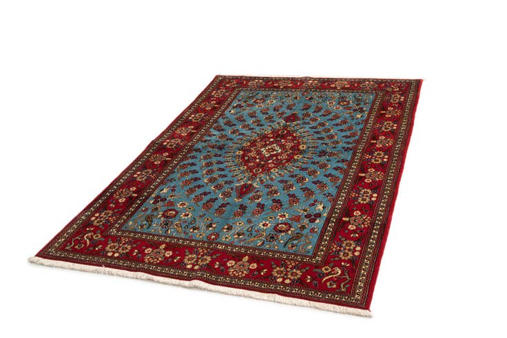 Detail image of 4' 8 x 6' 11 Hand Knotted Qom Persian Rug