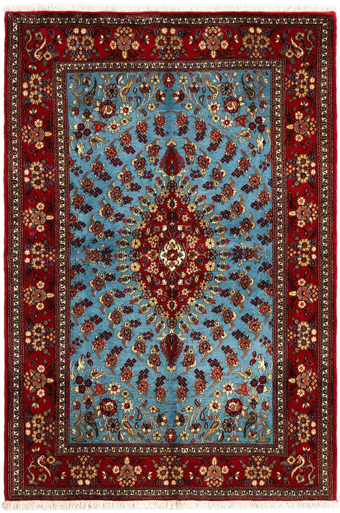 4' 8 x 6' 11 Hand Knotted Qom Persian Rug