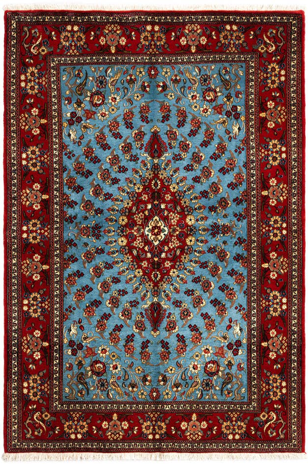 Detail image of 4' 8 x 6' 11 Hand Knotted Qom Persian Rug