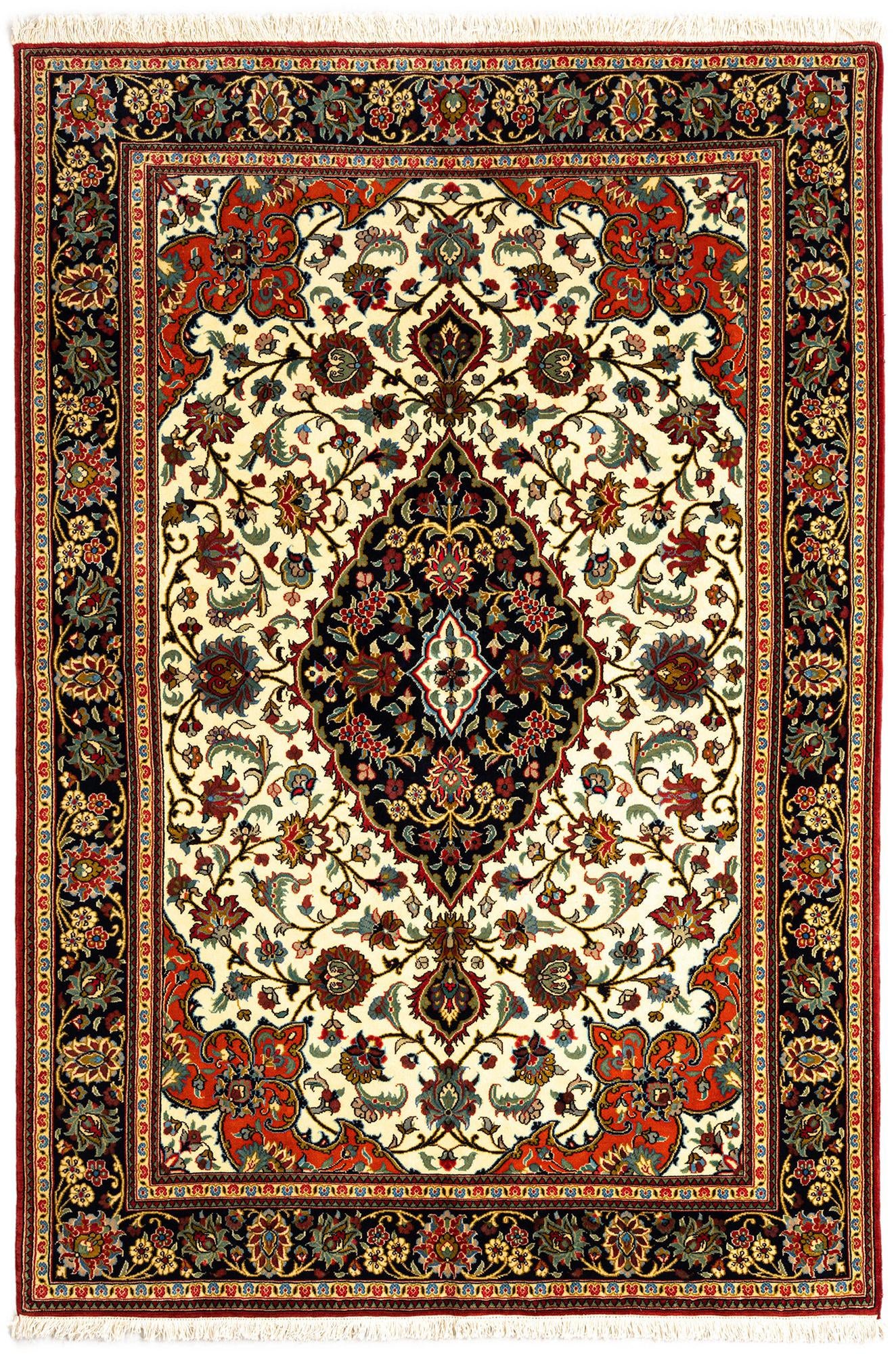 4' 8 x 6' 10 Hand Knotted Qom Persian Rug