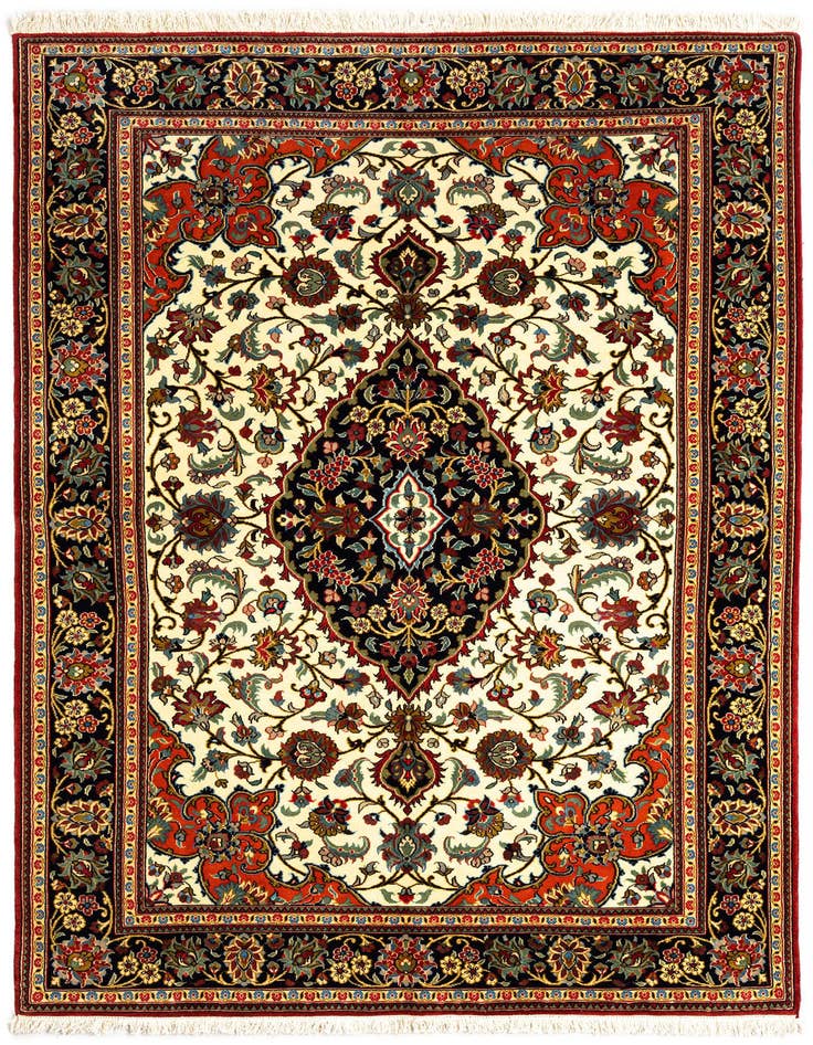 Detail image of 4' 8 x 6' 10 Hand Knotted Qom Persian Rug