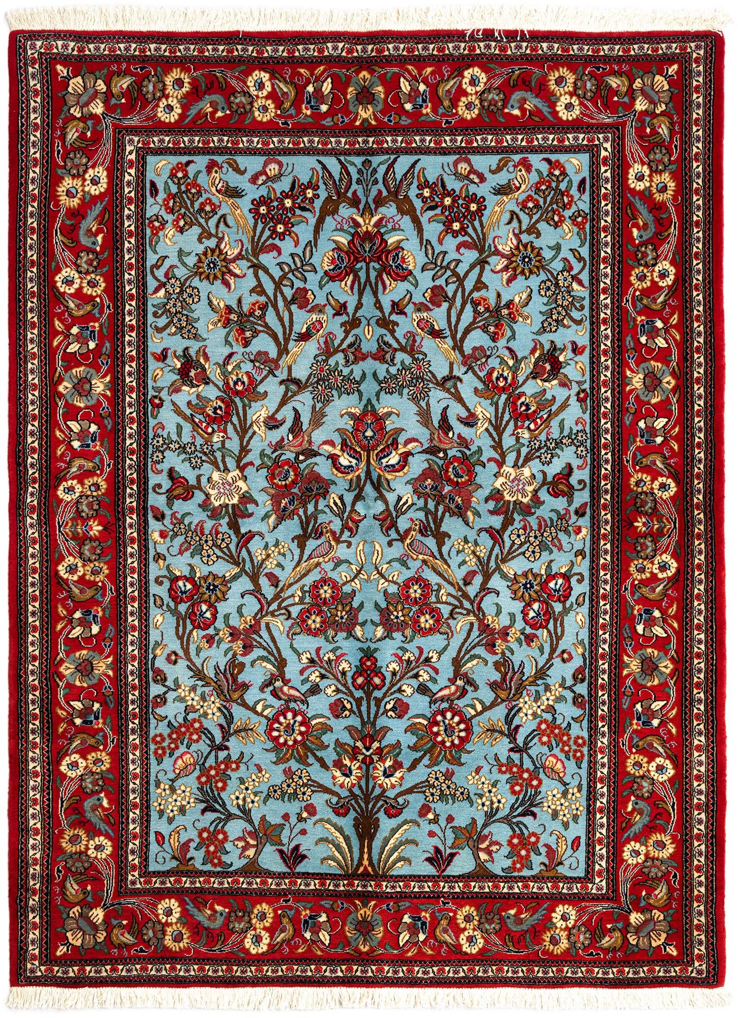 4' 10 x 6' 5 Hand Knotted Qom Persian Rug