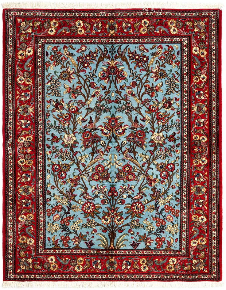 Detail image of 4' 10 x 6' 5 Hand Knotted Qom Persian Rug
