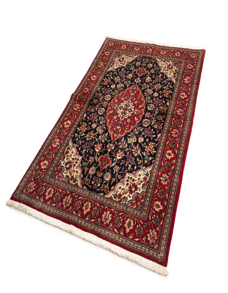 Detail image of 4' 9 x 7' 1  Hand Knotted Qom Persian Rug