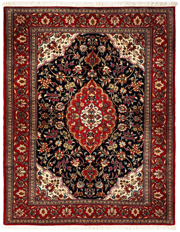 Detail image of 4' 9 x 7' 1 Hand Knotted Qom Persian Rug