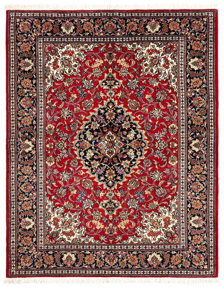 Detail image of 4' 9 x 6' 9 Hand Knotted Qom Persian Rug