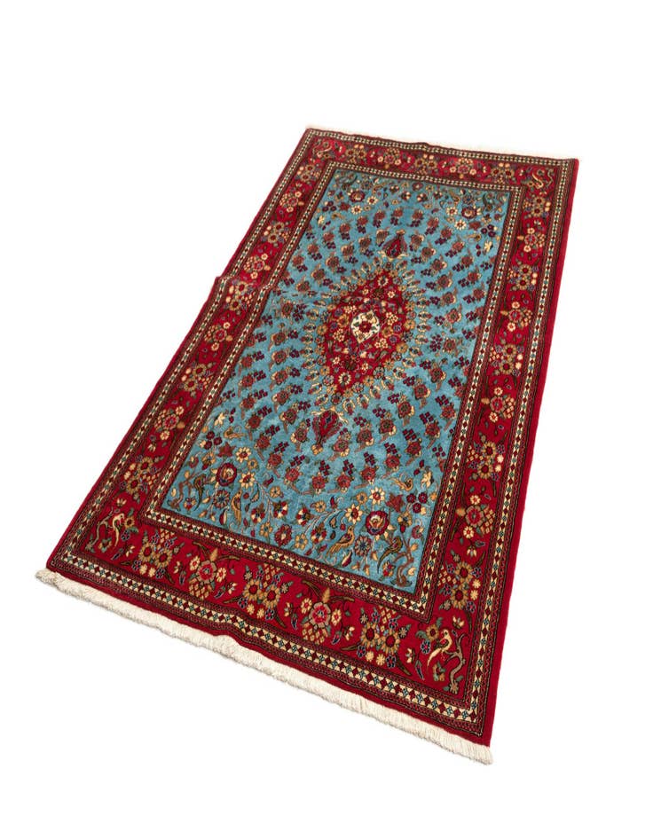 Detail image of 4' 7 x 6' 11 Hand Knotted Qom Persian Rug