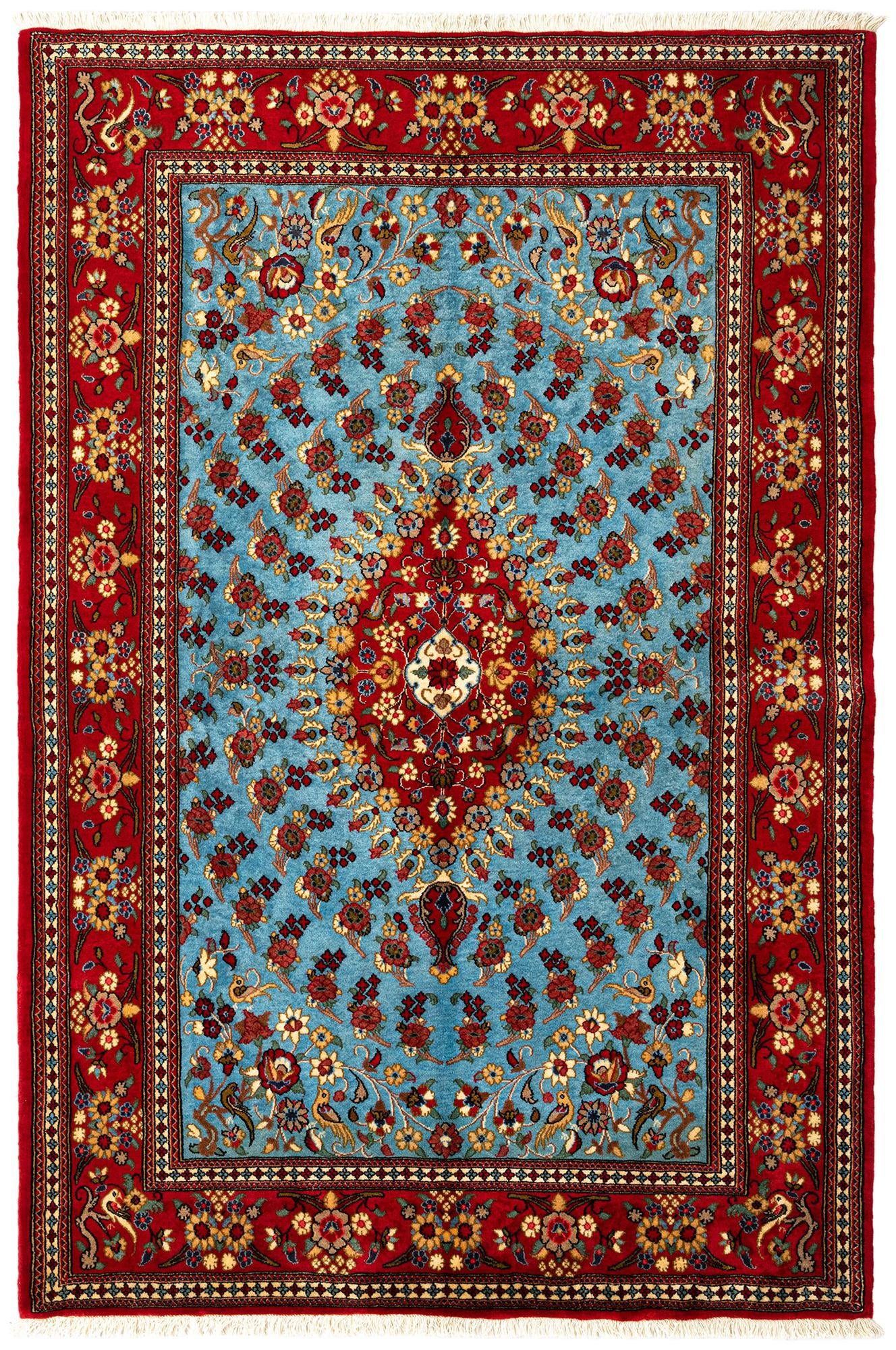 4' 7 x 6' 11 Hand Knotted Qom Persian Rug