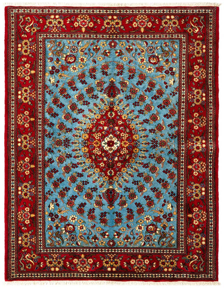 Detail image of 4' 7 x 6' 11 Hand Knotted Qom Persian Rug
