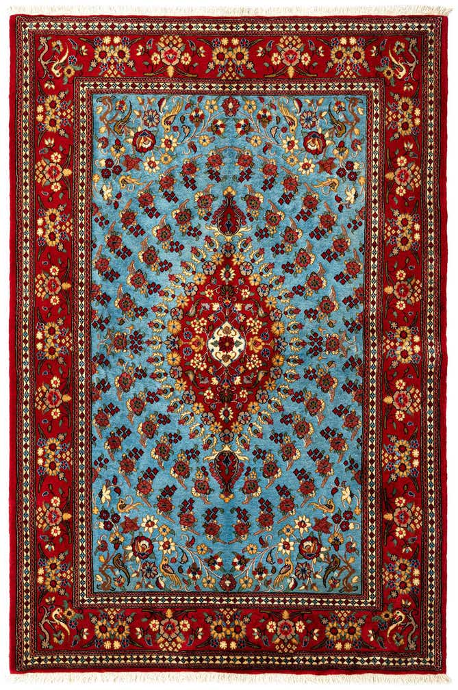 4' 7 x 6' 11 Hand Knotted Qom Persian Rug