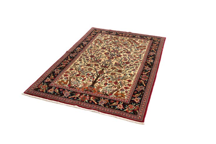 Detail image of 4' 8 x 6' 11 Hand Knotted Qom Persian Rug