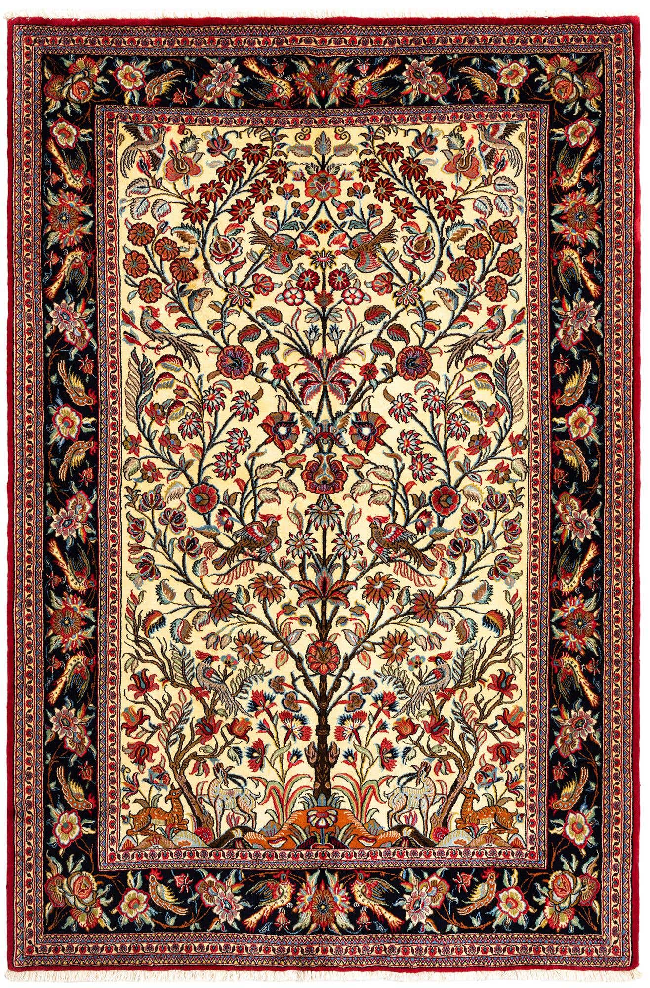 4' 8 x 6' 11 Hand Knotted Qom Persian Rug