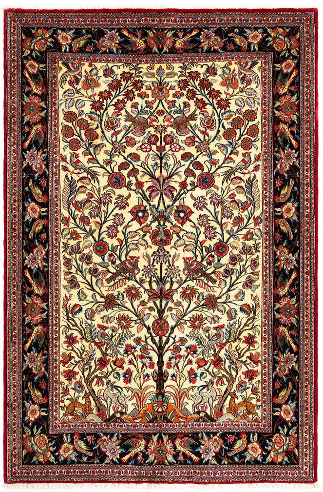 4' 8 x 6' 11 Hand Knotted Qom Persian Rug