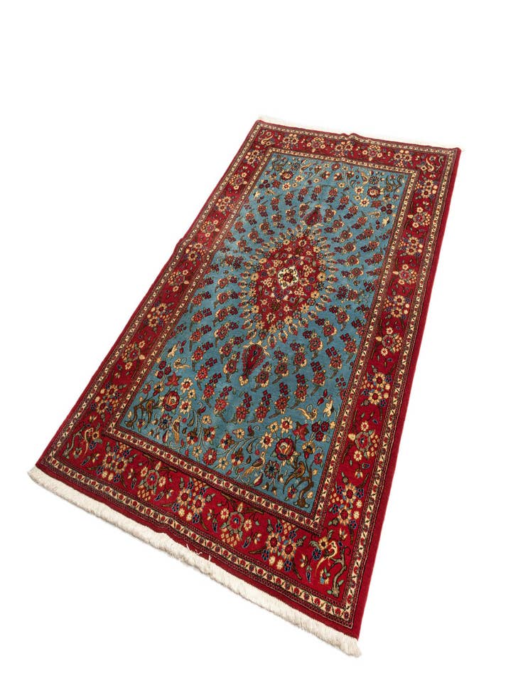 Detail image of 4' 8 x 7' 3  Hand Knotted Qom Persian Rug