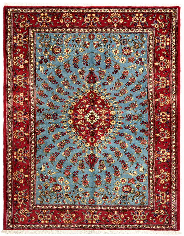 Detail image of 4' 8 x 7' 3 Hand Knotted Qom Persian Rug