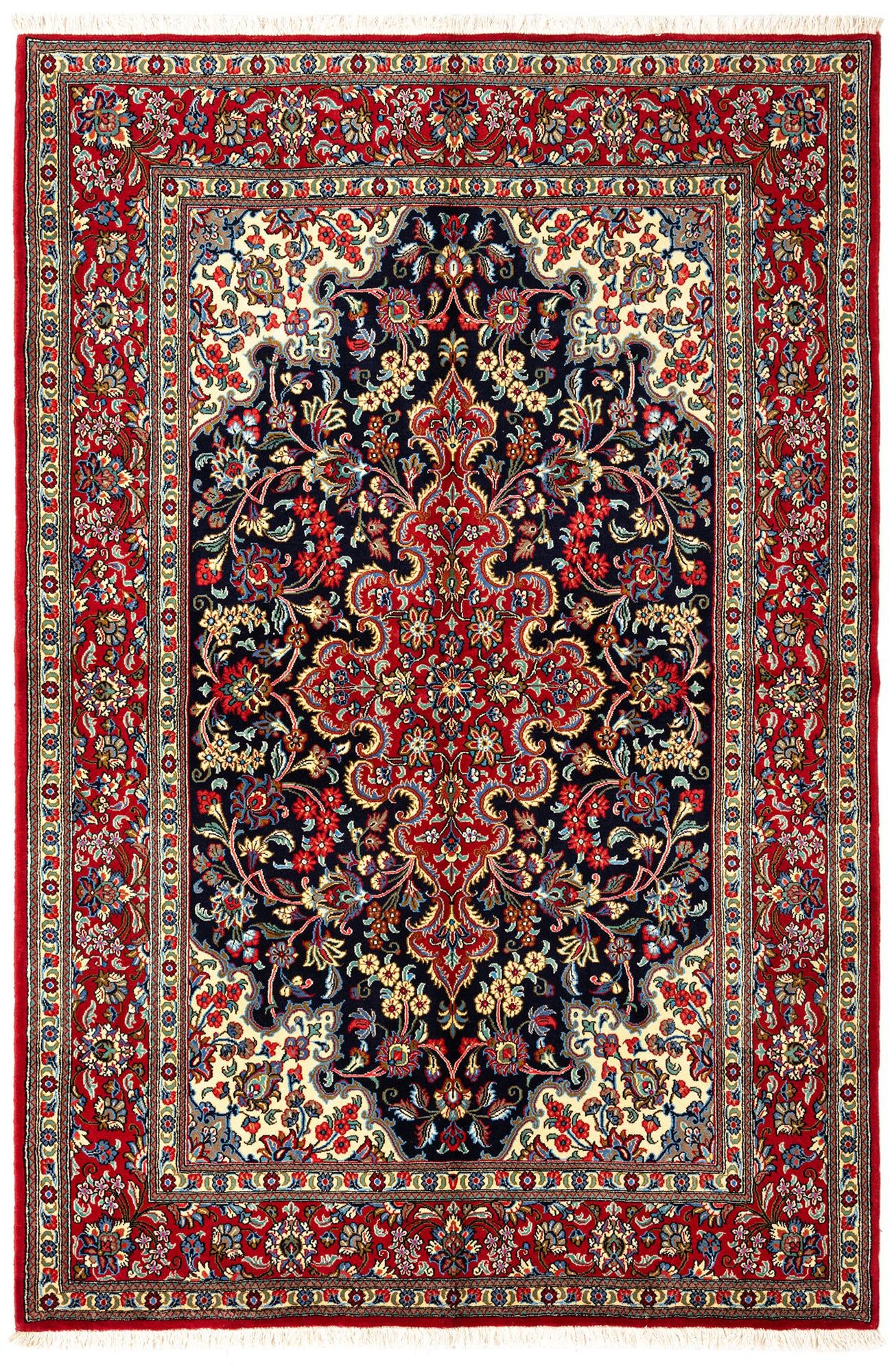 4' 7 x 6' 10 Hand Knotted Qom Persian Rug