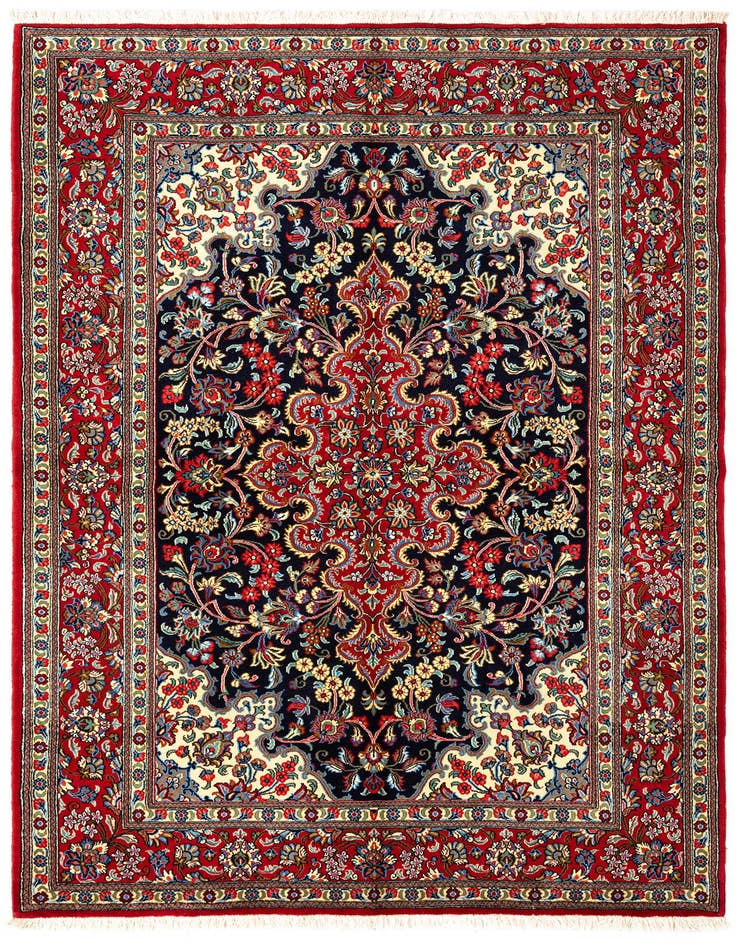 Detail image of 4' 7 x 6' 10 Hand Knotted Qom Persian Rug