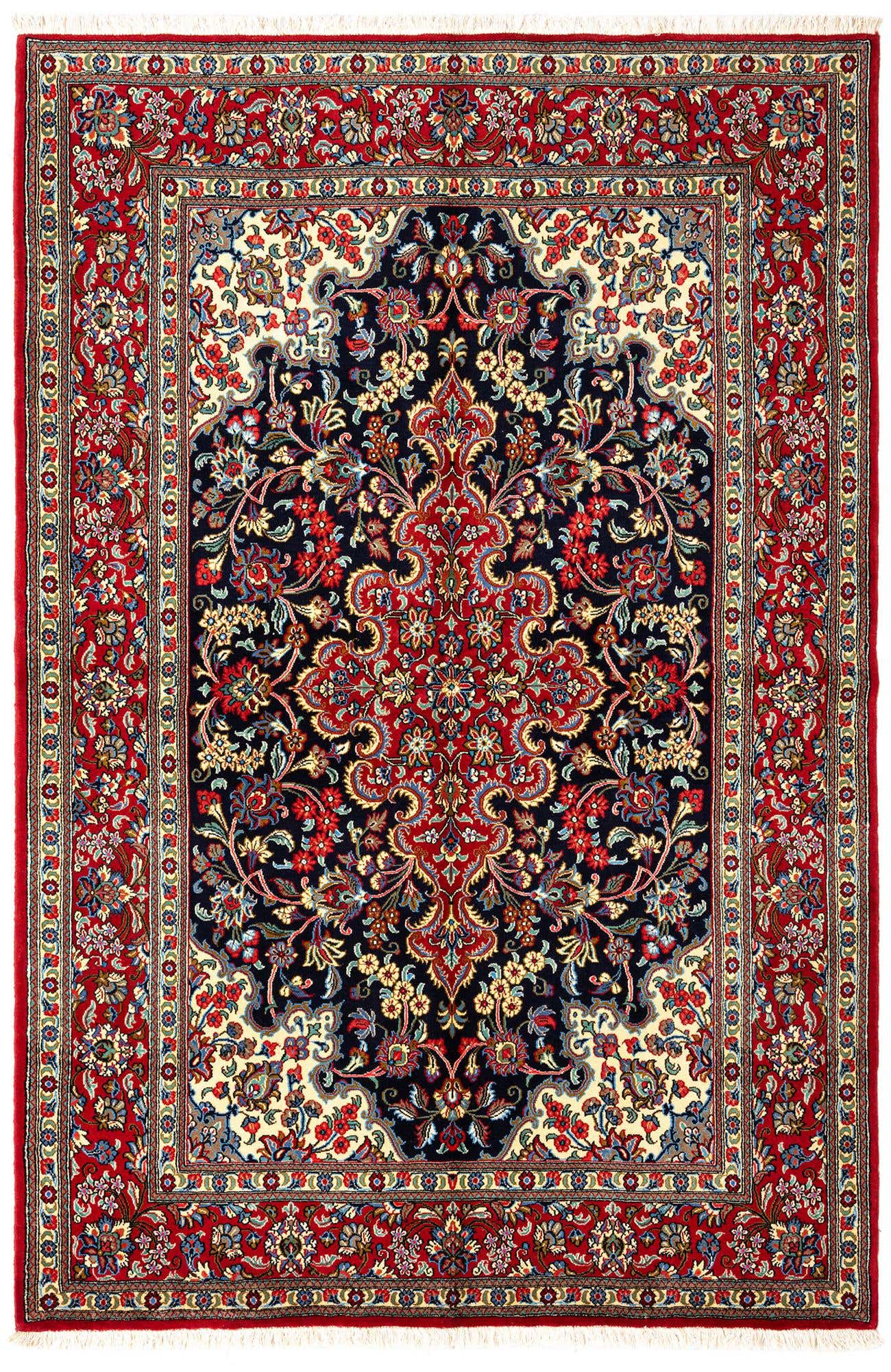 4' 7 x 6' 10 Hand Knotted Qom Persian Rug