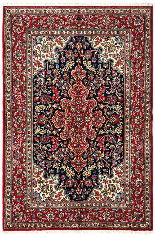 4' 7 x 6' 10 Hand Knotted Qom Persian Rug
