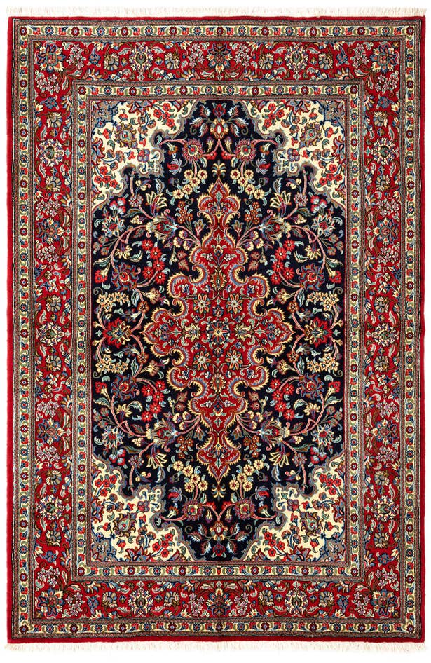 Detail image of 4' 7 x 6' 10 Hand Knotted Qom Persian Rug