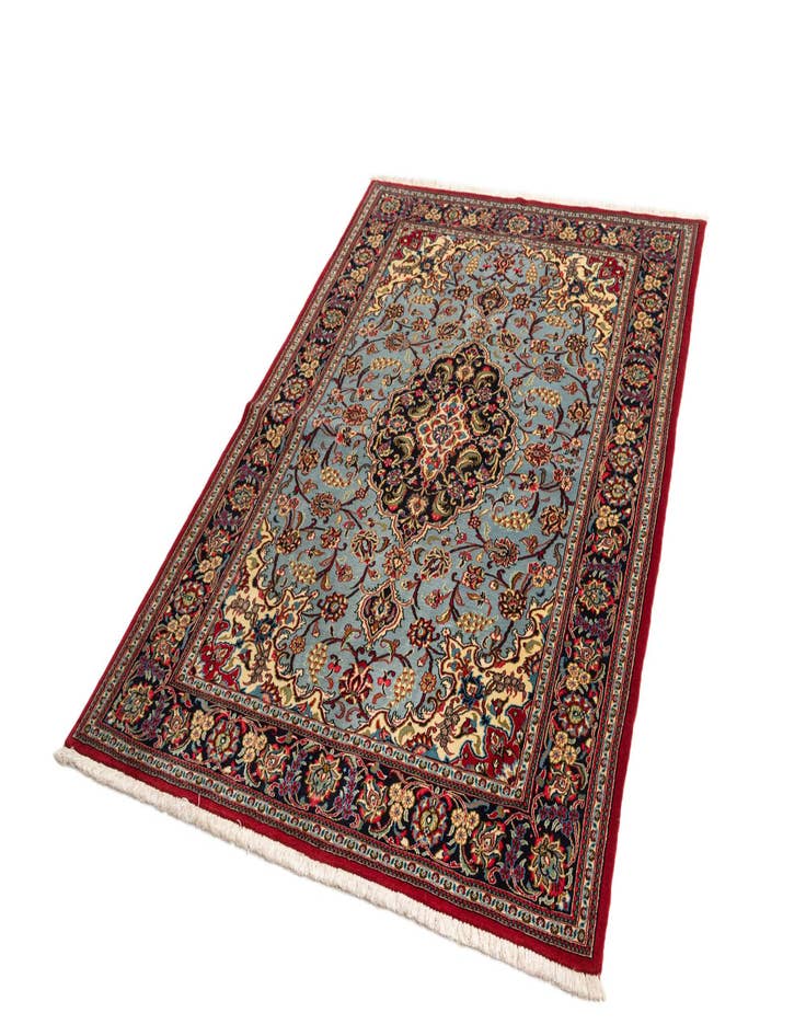 Detail image of 4' 8 x 6' 9  Hand Knotted Qom Persian Rug