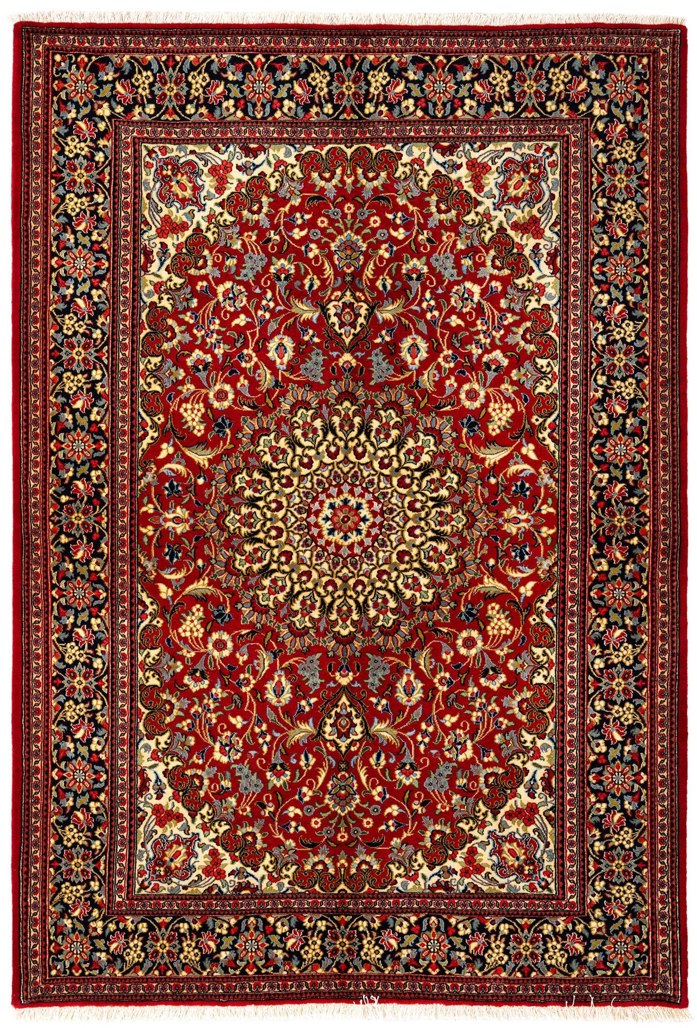 4' 9 x 6' 10 Hand Knotted Qom Persian Rug