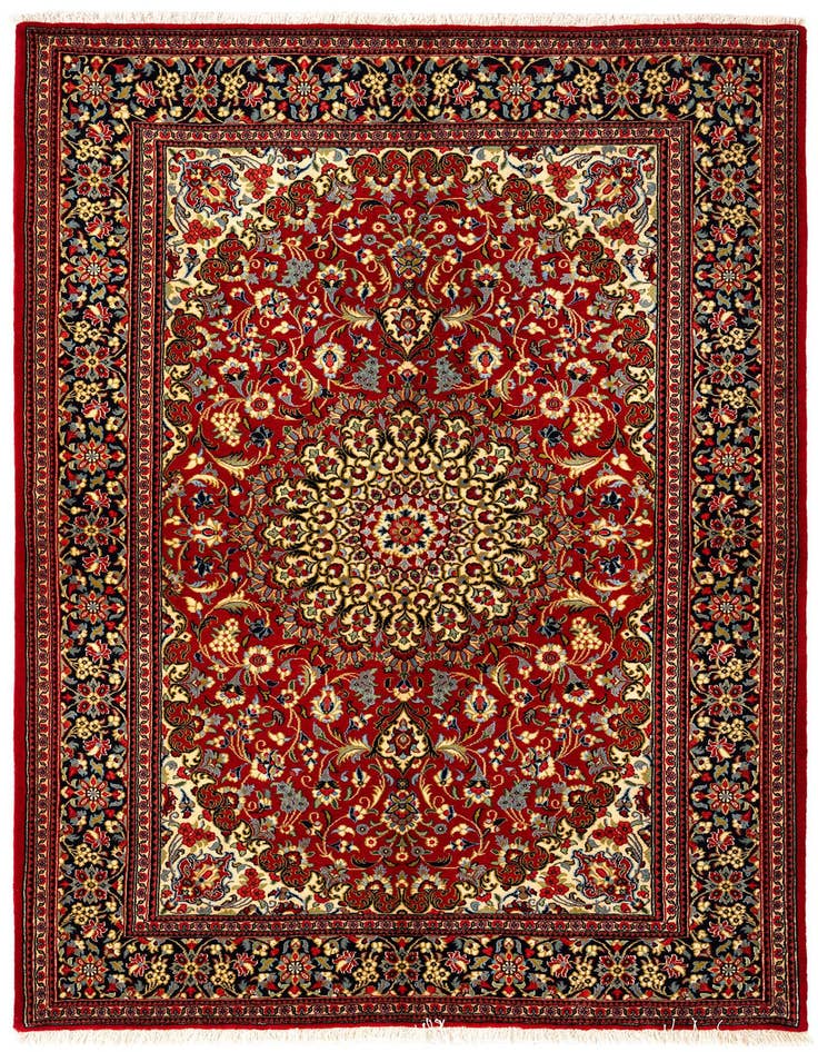 Detail image of 4' 9 x 6' 10 Hand Knotted Qom Persian Rug