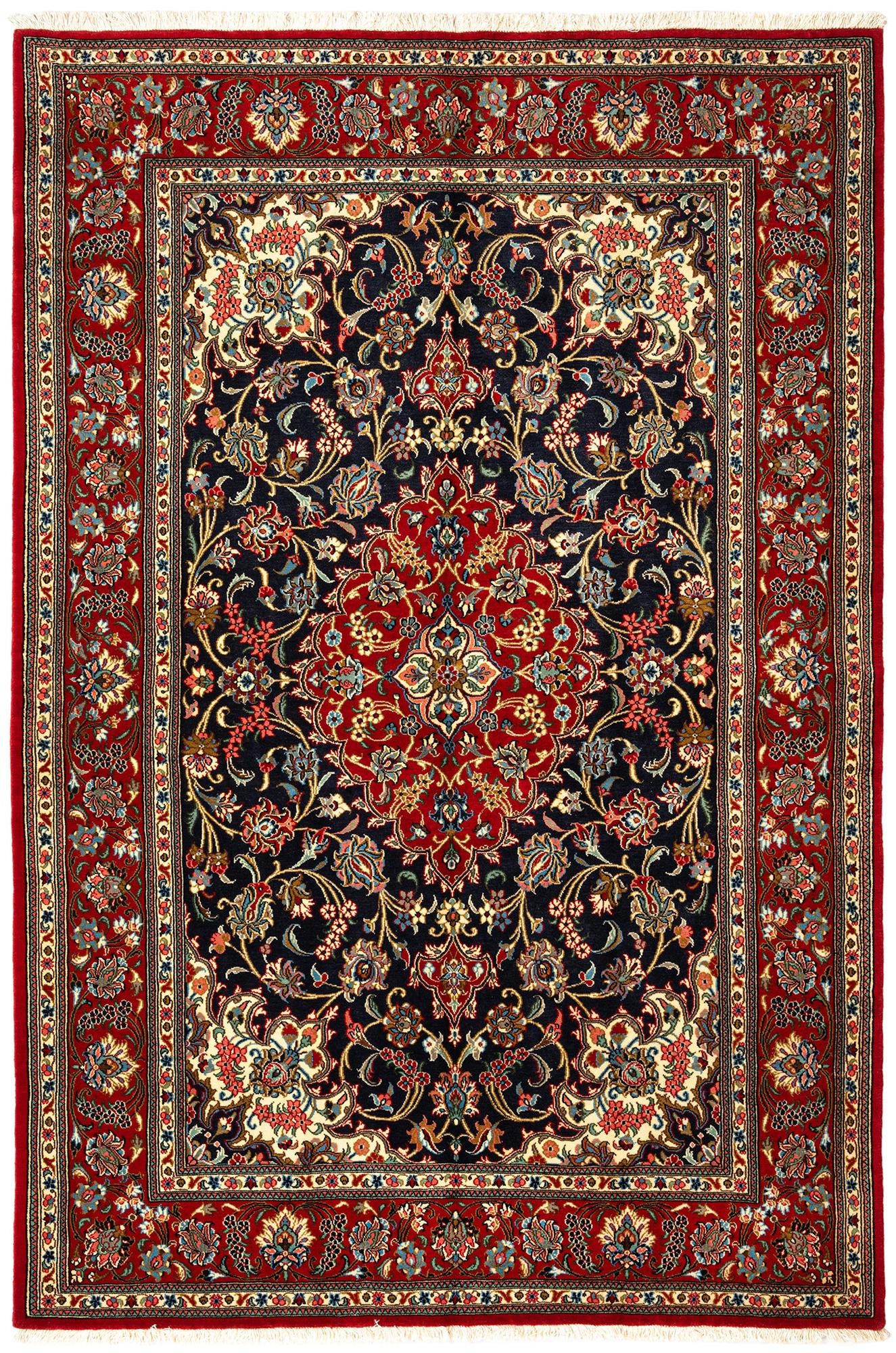 4' 8 x 6' 11 Hand Knotted Qom Persian Rug