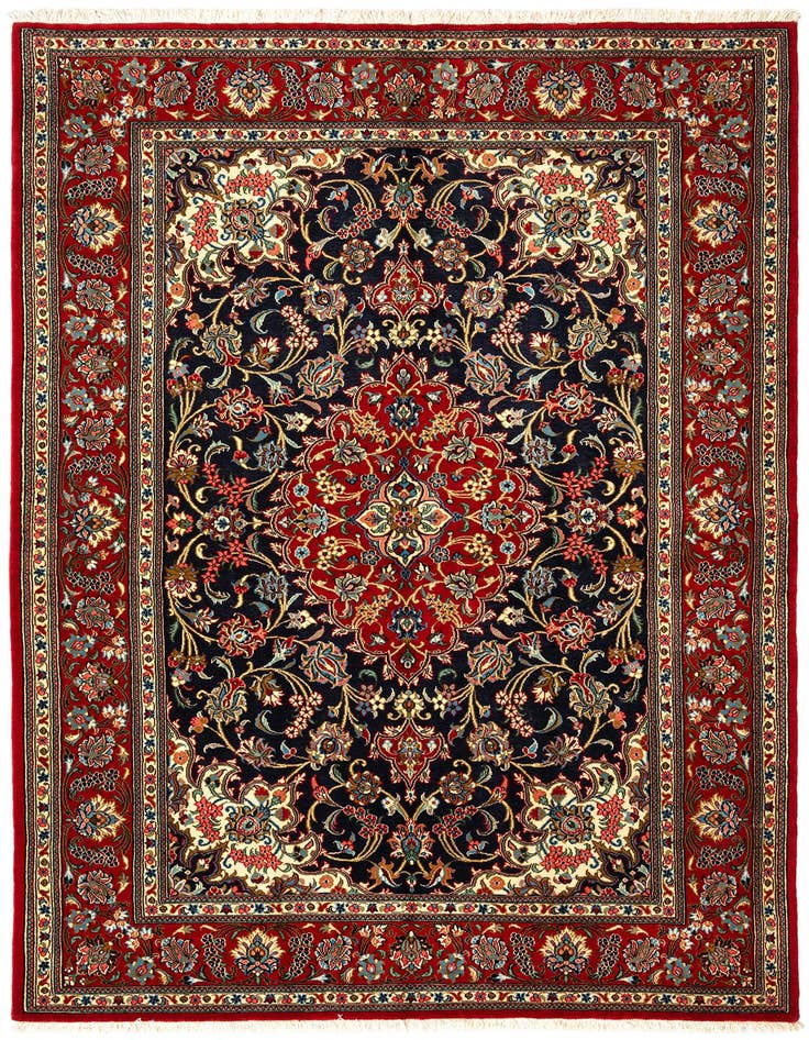 Detail image of 4' 8 x 6' 11 Hand Knotted Qom Persian Rug