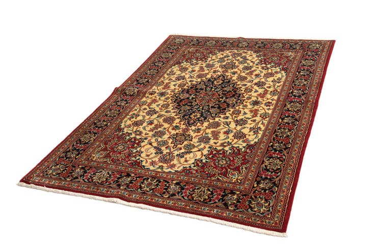 Detail image of 4' 8 x 6' 11 Hand Knotted Qom Persian Rug