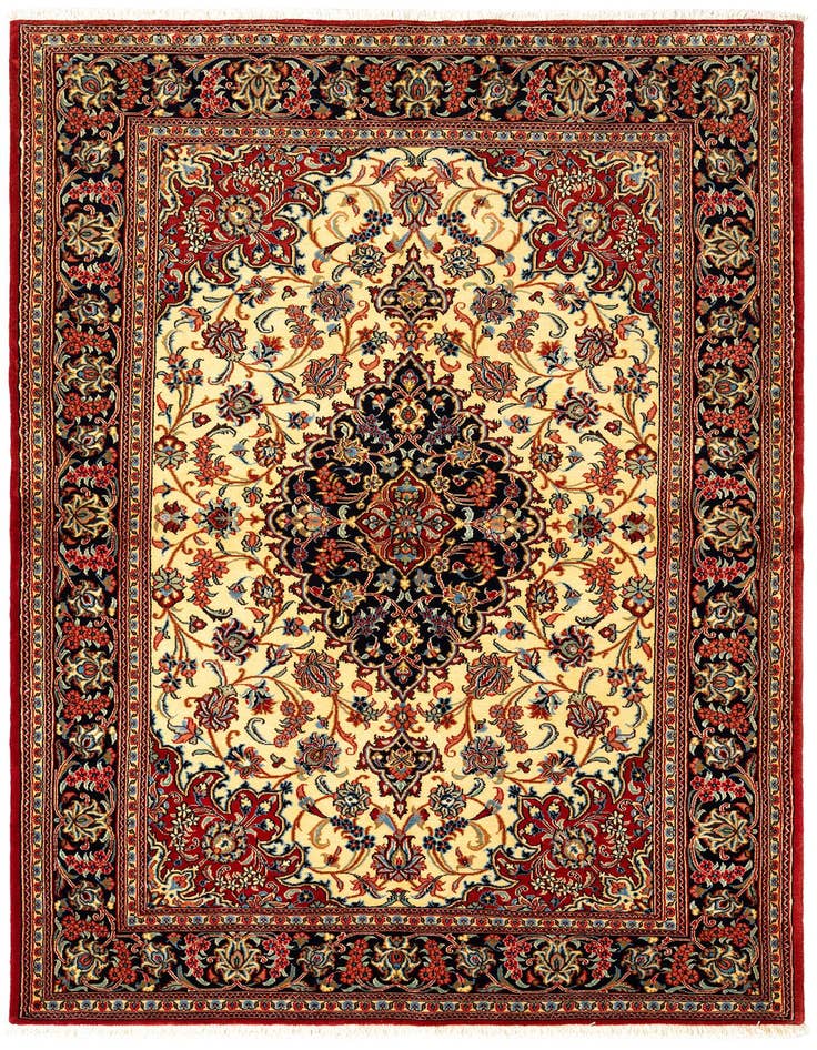 Detail image of 4' 8 x 6' 11 Hand Knotted Qom Persian Rug