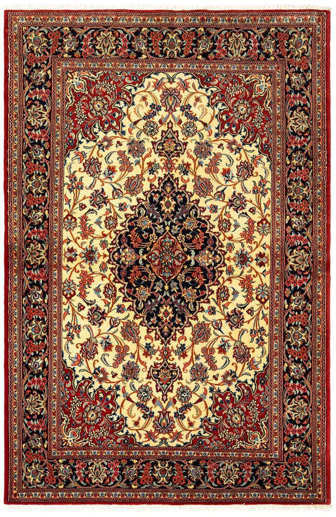 4' 8 x 6' 11 Hand Knotted Qom Persian Rug