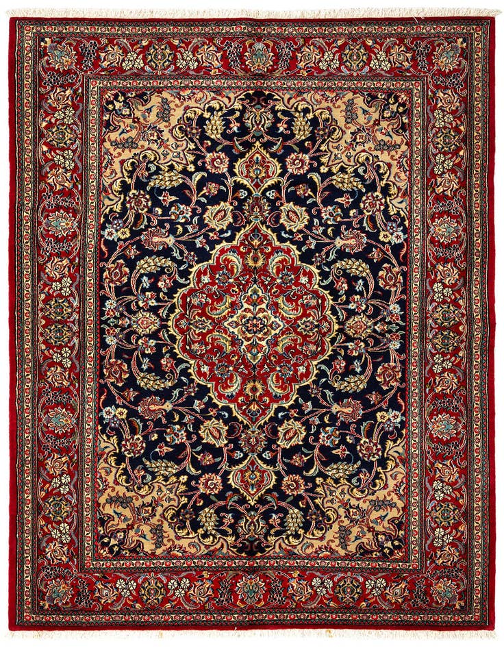 Detail image of 4' 9 x 7' 1 Hand Knotted Qom Persian Rug