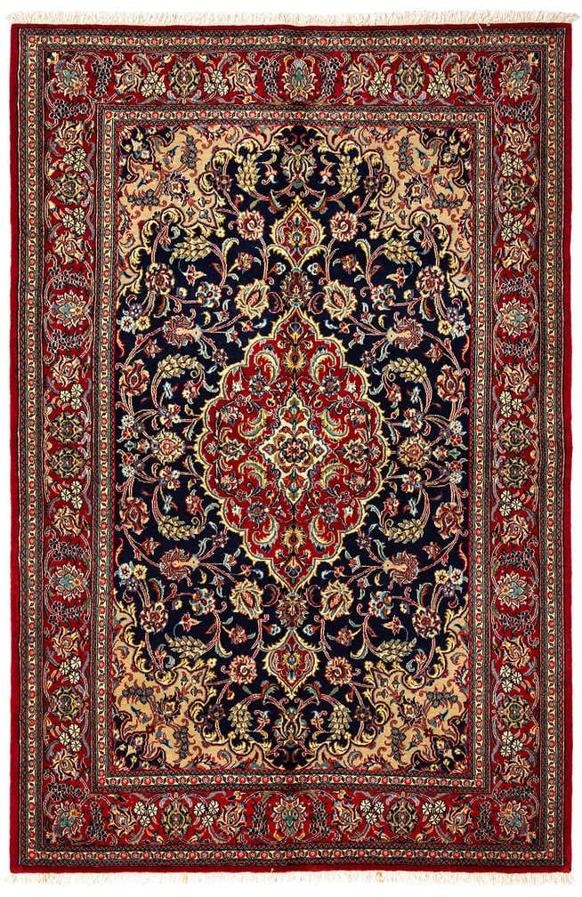 4' 9 x 7' 1 Hand Knotted Qom Persian Rug