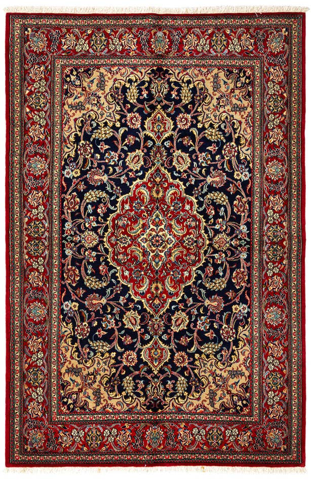 Detail image of 4' 9 x 7' 1 Hand Knotted Qom Persian Rug