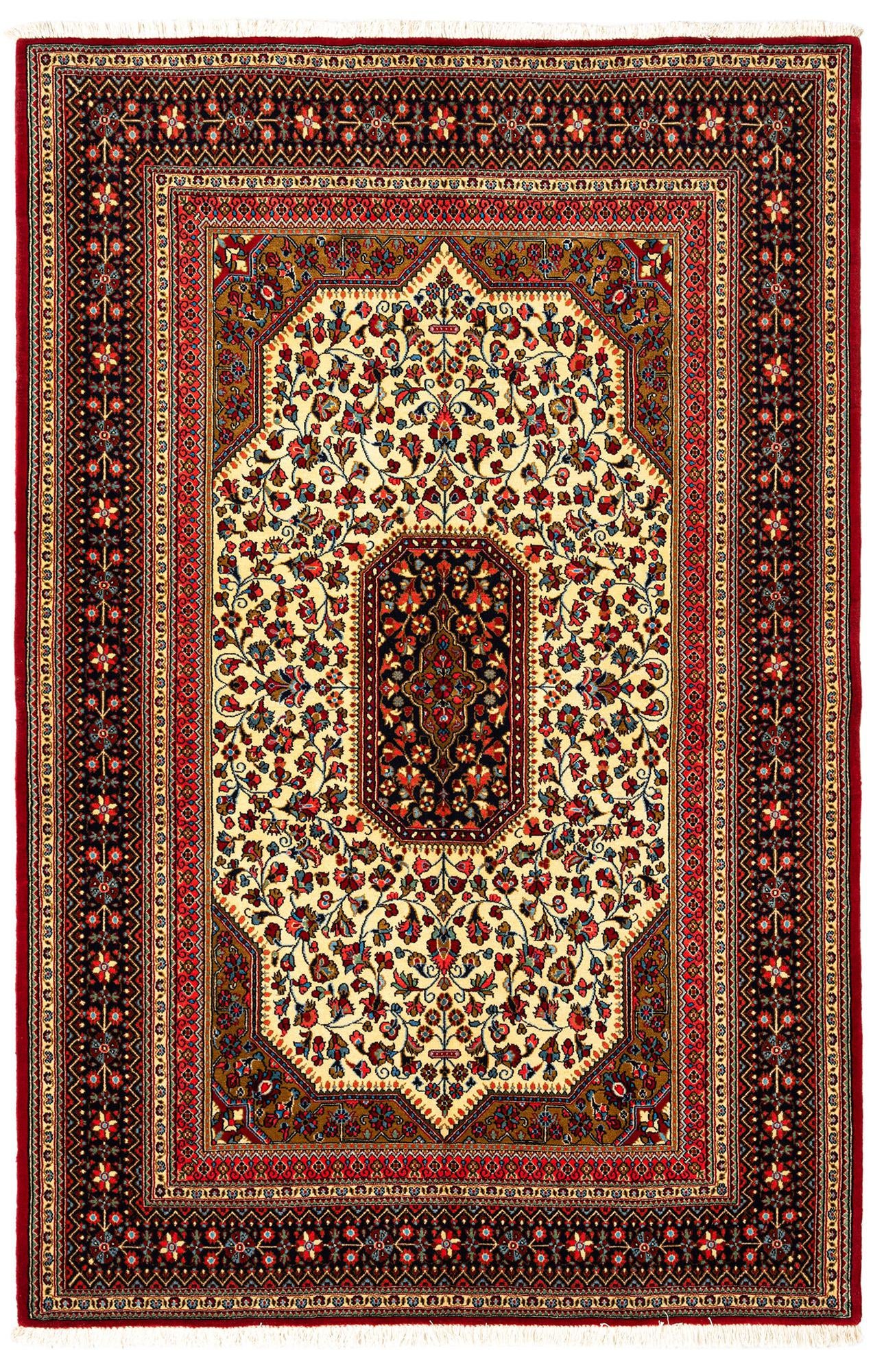 4' 7 x 6' 11 Hand Knotted Qom Persian Rug