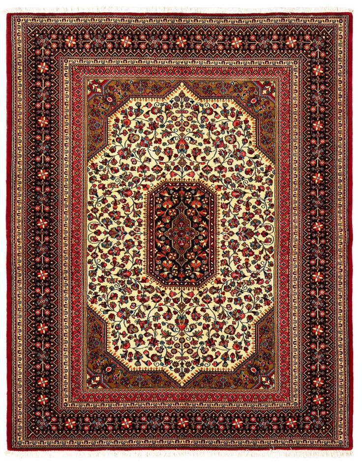 Detail image of 4' 7 x 6' 11 Hand Knotted Qom Persian Rug