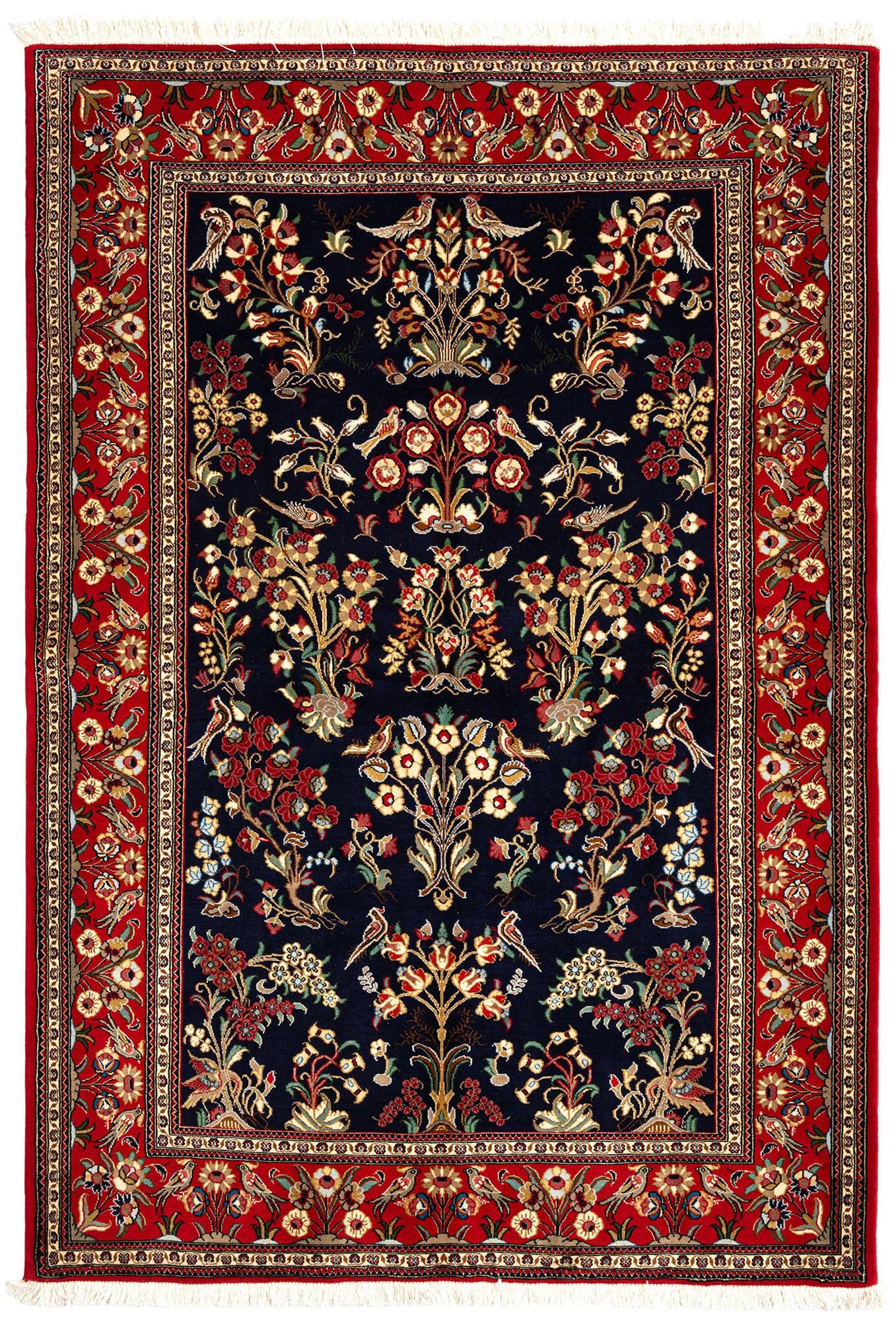 4' 9 x 6' 9 Hand Knotted Qom Persian Rug