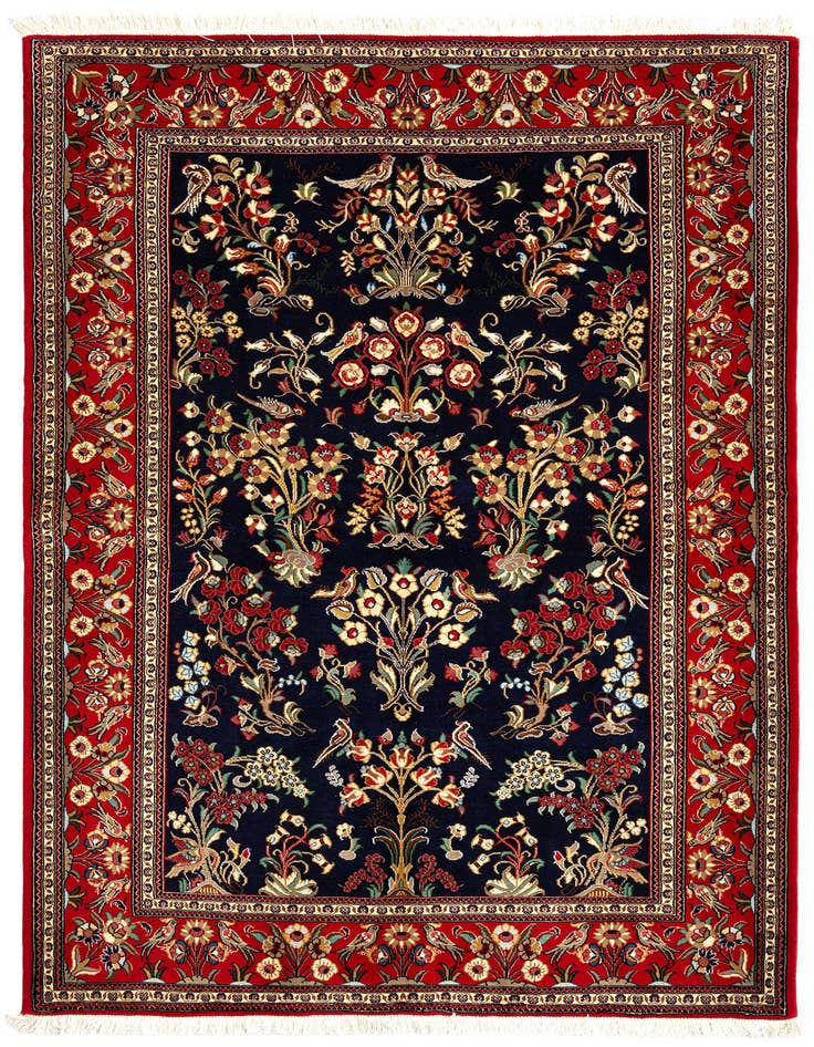 Detail image of 4' 9 x 6' 9 Hand Knotted Qom Persian Rug