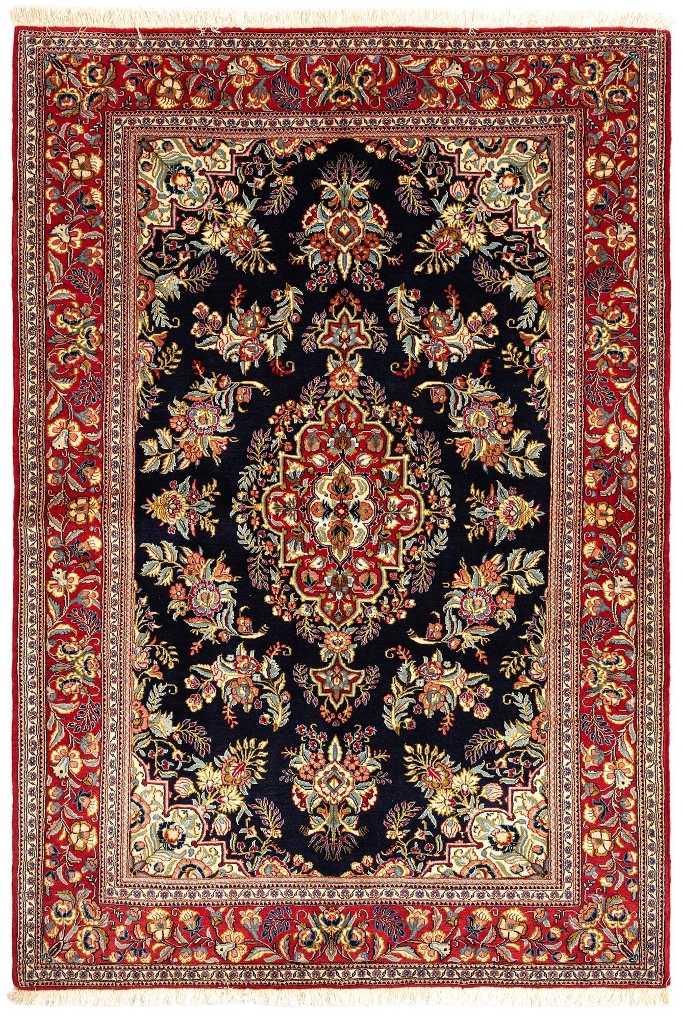 4' 7 x 6' 8 Hand Knotted Qom Persian Rug