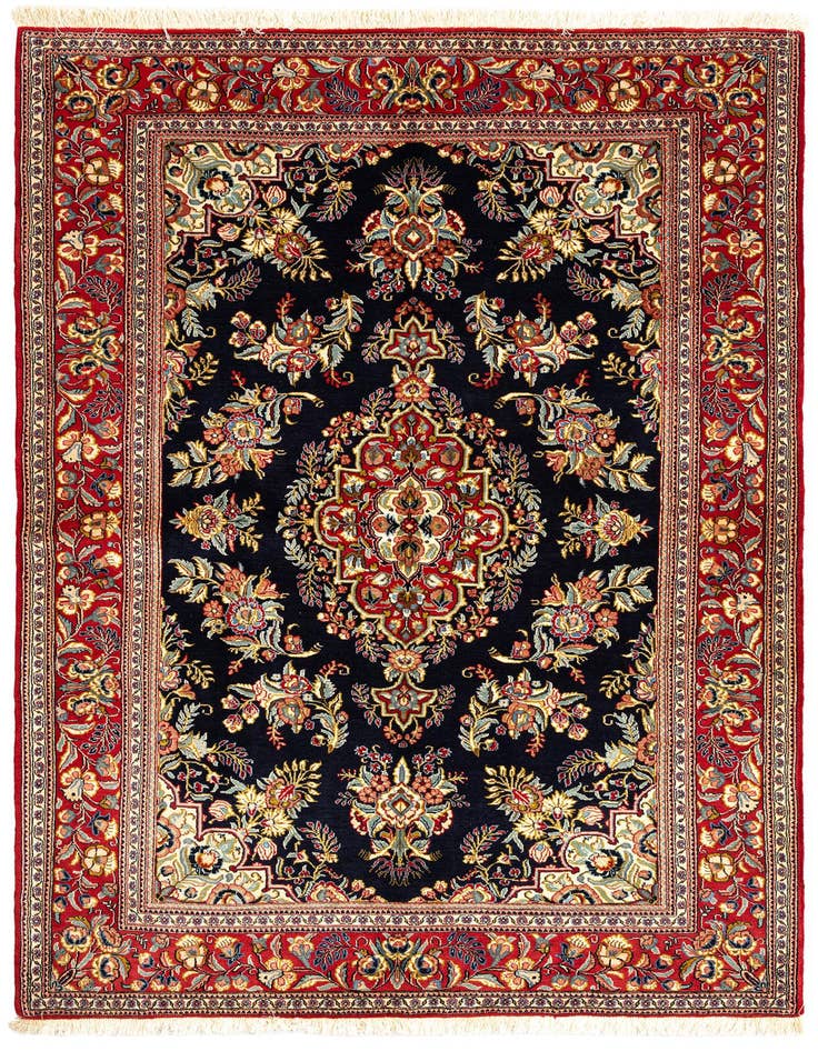Detail image of 4' 7 x 6' 8 Hand Knotted Qom Persian Rug
