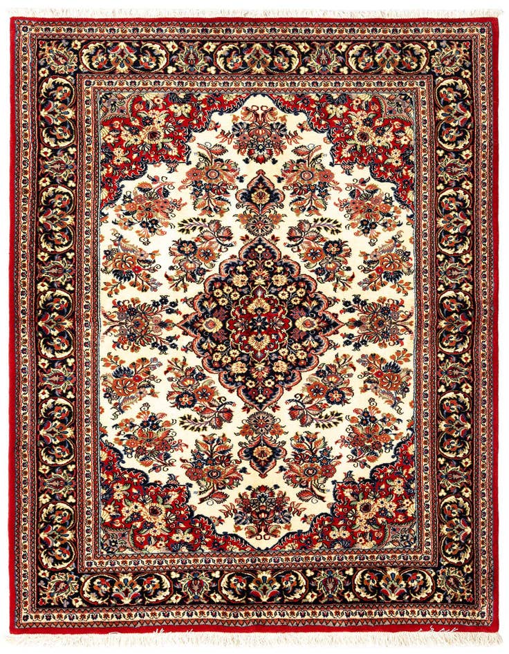 Detail image of 4' 5 x 6' 6 Hand Knotted Qom Persian Rug