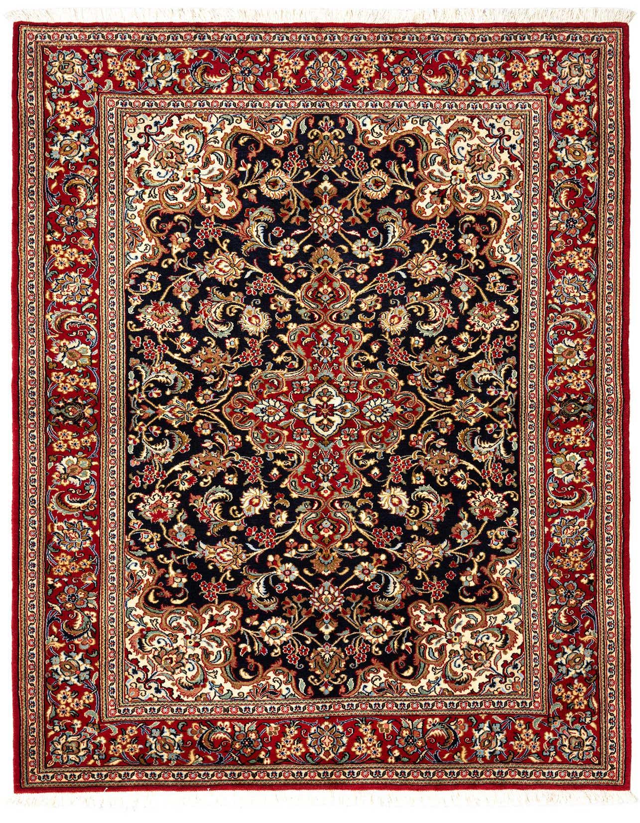 4' 9 x 7' 1 Hand Knotted Qom Persian Rug