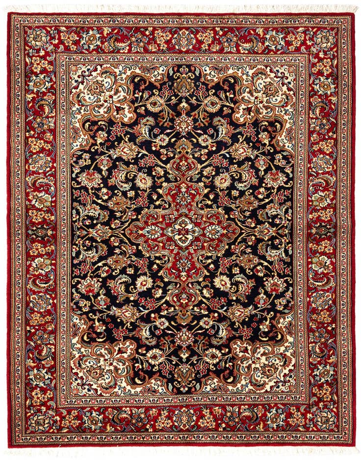 Detail image of 4' 9 x 7' 1 Hand Knotted Qom Persian Rug